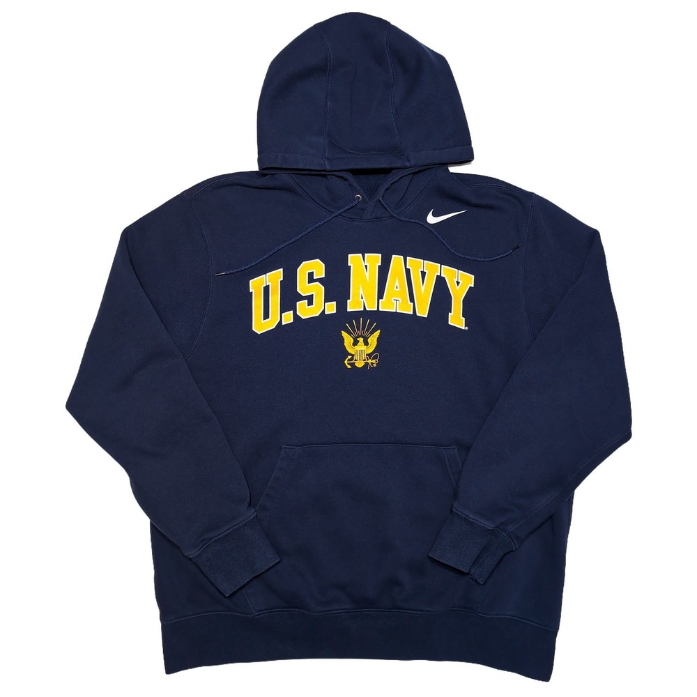 NIKE US Navy Hoodie Jacket Mens Fits Like XL Blue Excellent United States